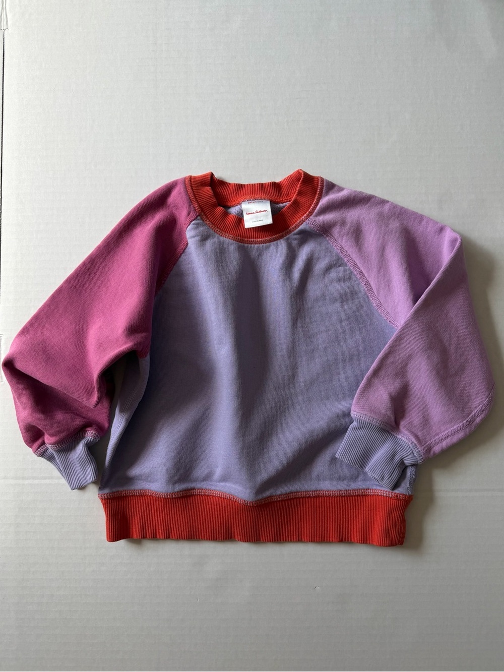 Hanna Andersson Girls 4 Colorblock French Terry Raglan Sweatshirt